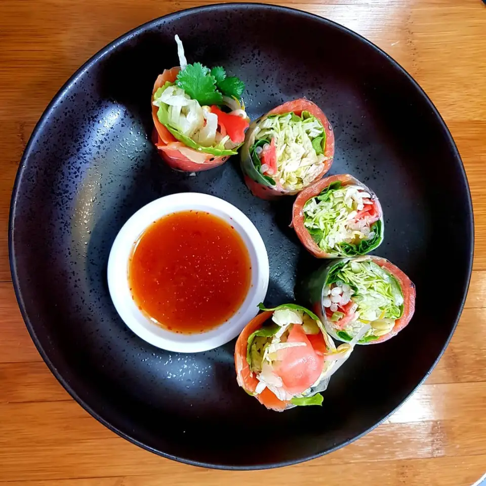Smoked Salmon Rice Paper Rolls from Paper Plate Restaurant